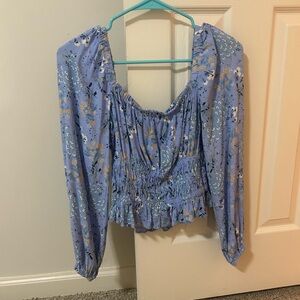 ASTR The Label Long Sleeve Smocked Blouse